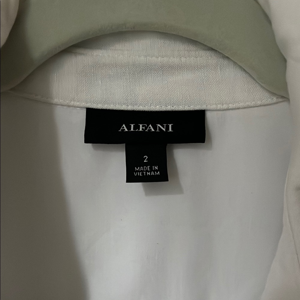 Linen Blend White Button-Down Dress - Picture 2 of 3